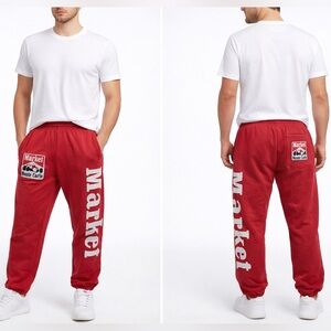Market Monte Carlo Red‎ Sweatpants Joggers Men's Small 100% Cotton